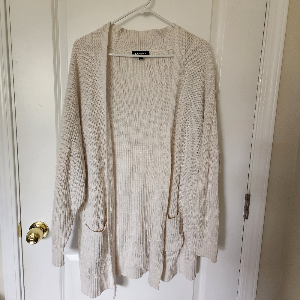 Express Long Cream Oversized Cardigan